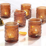 24 Pcs Amber Votive Tealight Candle Holders, Fall Christmas Decorations