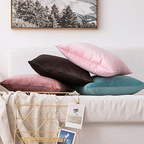 MIULEE Pack of 2 Decorative Velvet Pillow Covers Bright Pink Bundle Set of 2 Pillow Inserts 18x18