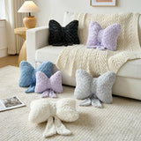 Bow Pillow, Decorative Bow Pillows with Soft Plush for Couch Bed, Bow Shaped Throw Pillow Room Decor for Bedroom, Bow Decorative Pillow for Living Room (White, Small-12 Inches)