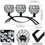 Crystal Tealight Candle Holder Centerpiece Home Decorative Candlestick Holder Elegant Table Centerpiece Home Decor Wedding Party Anniversary (Black, 3 Arm)