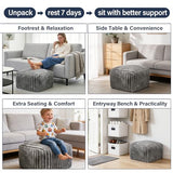 Tiita Square Corduroy Pouf Ottoman, Foot Rest Stool with Hybrid Foam Fill