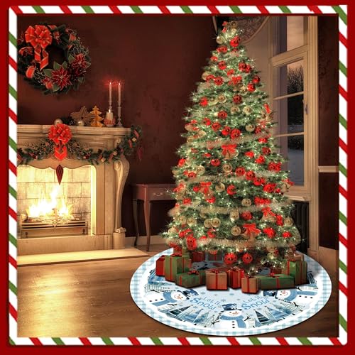 Snowman Christmas Tree Skirt 36 Inch - Snowman Tree Skirts Christmas Trees Decorations Indoor Winter Xmas Decorations for Home Party Holiday Decor