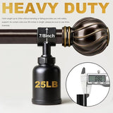 Lootkell Bronze Curtain Rods for Windows 48 to 84 Inches Adjustable Length Heavy Duty 7/8" Diameter Brown Window Curtain Rod with Decorative Finials for Outdoor Farmhouse Bedroom Kitchen Living Room