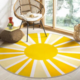 Lahome Yellow Rainbow Sun Round Rug 6ft for Boho Dining Room
