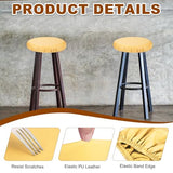 uxcell 4Pcs PU Leather Covers for Dining Room Chairs, Round Soft Waterproof Dining Seat Covers Removable Stretch Chair Cushion Slipcovers with Elastic Band for Home, Bedroom, Yellow