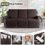 TAOCOCO 100% Waterproof Recliner Sofa Cover Non Slip Couch Cover for 3 Seat Reclining Sofa, Split Reclining Couch Covers 3-Piece with Straps, Washable Sofa Slipcover for Kids Pets(3 Seater, Chocolate)