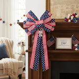4th of July 250th Anniversary Ribbon Bow Set,Red White Blue Patriotic Decorations for Front Door Wreath Indoor Home Decor