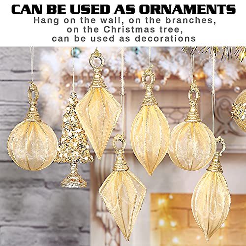Christmas Ball Ornaments, 6pc Set Gold Rugby,Round Ball, Diamond Pendant Christmas Decorations Hanging,Suitable for Gifting Xmas Tree Decorations Wedding Party Holiday