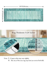 Lahome Modern Abstract Runner Rug, Washable Teal 2x6 Entryway Rug Runners Non Slip Hallway Runner, Low-Pile Soft Bathroom Runner Rug 6ft Kitchen Carpet Runner for Laundry Bedroom