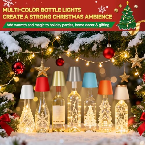 2025 New Wireless Bottle Lamp - LED Bottle Lights for Liquor & Wine Bottles, Cordless Lampshade, Whiskey Bottle Top Light, Bottle Stopper Night Light Kit, Rechargeable 3-Tone Touch-Dimmable