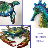 BVLFOOK Metal Sea Turtle Seahorse Crab Beach Themed Bathroom Wall Art Decor, Ocean Valentine Wall Decorations for Home Bathroom,10 Inch, Set of 3