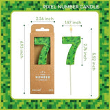 PHD CAKE 2.76 Inch Number 7 Pixel Birthday Candles, Green Miner Number Candles, Cake Number Candles, Party Celebration, Style Candle