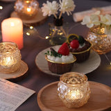 12 Pcs Gold Glass Candle Holders-Round Tea Light Holders