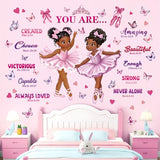 decalmile Black Girl Ballerina Wall Stickers Inspirational Positive Saying African American Wall Decals Baby Nursery Bedroom Girls Room Wall Decor