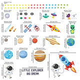 DECOWALL DS9-8058 Outer Space wall Decals Stickers Kids Bedroom Room décor Nursery Boys Galaxy Stars Astronaut Planets Solar System Dark Removable Decoration Living Spaceship Window Art Mural Peel