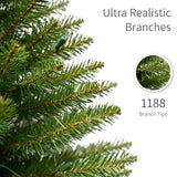Puleo International 7.5ft Pre-Lit Fraser Fir Pencil Christmas Tree with 350 Clear Lights, 1188 Realistic Dense Branch Tips, Easy Setup Artificial Trees with Sturdy Metal Stand
