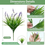 Gipsot 15 Bundles Artificial Faux Plants Flowers UV Resistant No-Fade, Adjustable Height Fake Greenery Indoor & Outdoor Decor for Window Garden Porch Patio Pathway Hanging Planter Front Yard, Purple