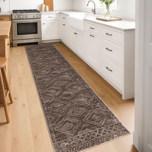 Washable Runner Rug 2x8 ft Runners for Hallway, Chocolate Brown
