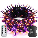 ITICdecor 33ft 100 LED Halloween Lights, Purple & Orange Halloween String Lights Waterproof Battery Operated, 8 Modes Decorative Lights for Indoor Outdoor Party Garden