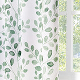 MYSKY HOME Green Botanical Leaf Curtains 84 inch Long 2 Panels Set Spring Curtains Patio Eucalyptus Leaf Pattern Grommet Thermal Insulated Drapes for Living Room Bedroom Farmhouse Country
