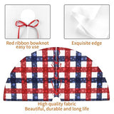 July 4th Patriotic American Flag Plaid Red Blue White 36 Inch Christmas Tree Skirt Carpet Mat Funny Party Decor Supplies for Xmas Halloween Decorations Occasion Ornament