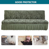 Armless Sofa Bed Cover with Skirt, Futon Slipcovers No Arms, Armless Futon Cover Stretch Sofa Bed Slipcover Protector for Kids Pets (Dark Gray,Large)