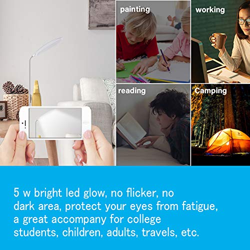 DEEPLITE LED Desk Lamp Small Battery Powered Lamp Cordless Rechargeable Table Lamp, Flexible Portable Desk Light for Craft Study Home Office Dorm, Eye-Caring Wireless Dimmable Book Lamp for Reading