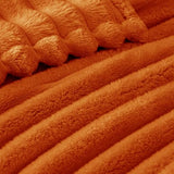 Exclusivo Mezcla Fleece Throw Blanket for Couch, Super Soft Striped Jacquard Bed Blanket, Lightweight Fuzzy Cozy for All Seasons, 50x60 Inches, Burnt Orange