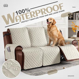 KinCam 100% Waterproof Recliner Loveseat Cover with Console X1, Recliner Couch Covers X1, Recliner Chair Covers X1(Ivory)