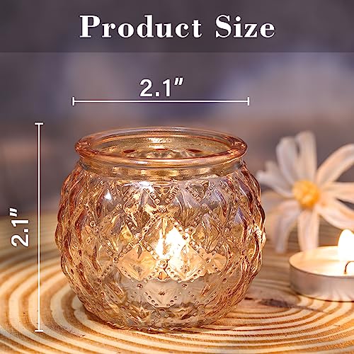 24 Pcs Gold Votive Candle Holders Round Glass Candle Holders Bulk