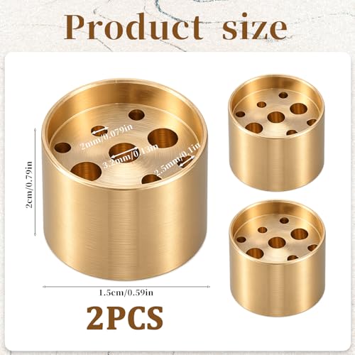 Thinp 2 Pcs Brass Incense Cone Holder, Copper Incense Stick Holders with 9 Holes Small Incenses Burner Holder for Sticks-Incense Stand Base for Yoga Spa Room Home Office (0.8" Dia, 0.6" Tall)