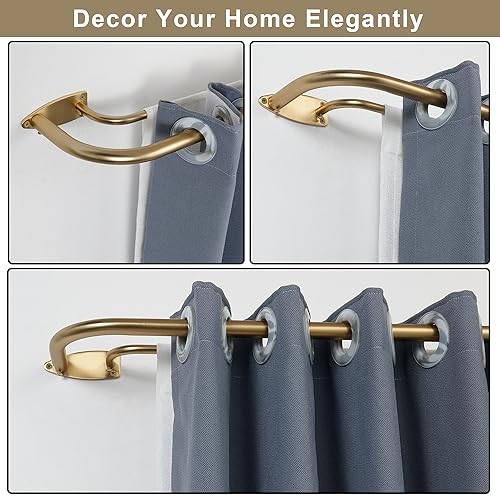 Double Curtain Rod for 84-120 Inches Windows, Blackout Wrap Around Window Curtain Rods，1-inch Heavy Duty Adjustable Room Darkening Rustic Dual Drapery Curtain Rods for for Livingroom, Kitchen, Patio