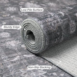 Tangsoo Washable 2x3 Grey Rug for Entryway,Small Throw Entry Rugs Non Slip