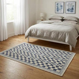 GarveeHome 3x5 Small Rug for Bedroom Machine Washable Blue Checkered Rug