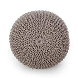 Nahunta Knitted Round Pouf - Cotton - Brown