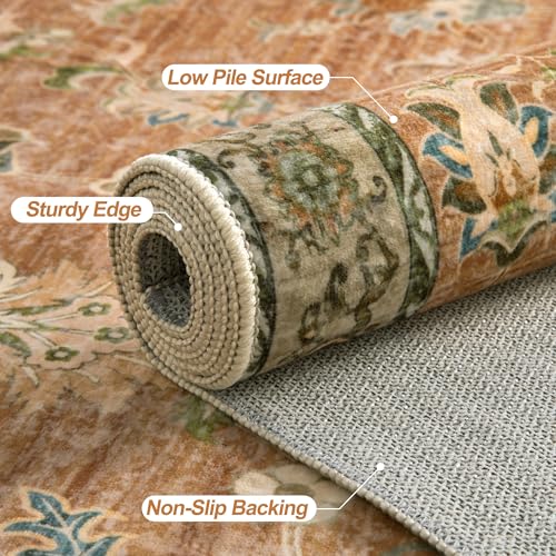 Tangsoo 2x6 Washable Runner Rug for Hallway,Vintage Terracotta Rug Non Slip