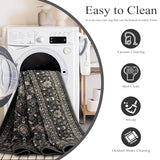 Ruaruarug Washable Area Rug Runner 2×6 for Kitchen Living Room Bedroom, Ultra Soft Non Slip Stain & Fade Resistant, Pet & Kids Friendly, Suitable for High Traffic Areas Easy to Clean, Black Grey