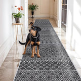 3x16 Black Moroccan Washable Rug:Modern Boho Long Hallway Runner Rug