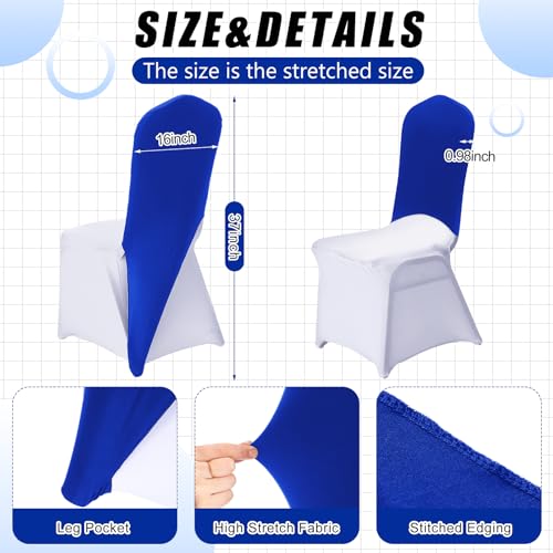 Mindsoft Chair Cap Covers Spandex Chair Hood Sash Hat Bands Folding Stretch Elastic Cover for Wedding Holidays Banquet Party Celebration (Blue,20 Pcs)