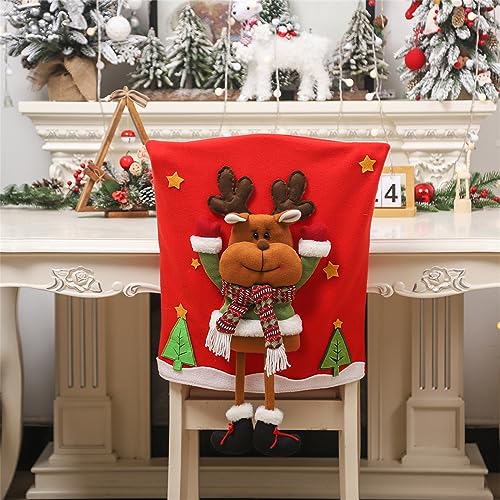 Festive Christmas Chair Back Adorable Cartoon Santa Chair Back Decor ForXmas Kitchen Dining Slipcovers