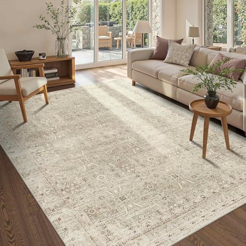 Beige Area Rugs 5x7 Washable Soft Rug for Living Room Bedroom