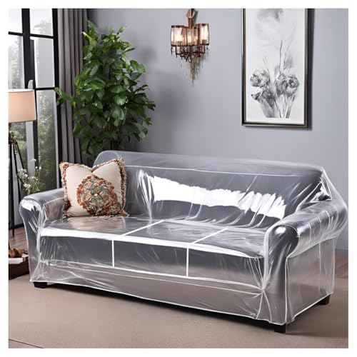 Evelots Clear Couch Cover - Thick Heavy Duty Vinyl 3 Seat Sofa Cover for Protection Against Cat & Dog Clawing - Stain & Dust Protector - Waterproof Slipcover for Moving & Storage