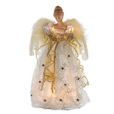 Kurt Adler 16-Inch UL 10 Light Ivory and Gold Angel Treetop