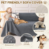 OstepDecor Waterproof Couch Cover for Pets, Couch Protector from Cat Claws, Anti Slip Washable Sofa Cover for Dogs, Furniture Protector for Sofas, Loveseats & Sectionals, 71"x118", Dark Grey