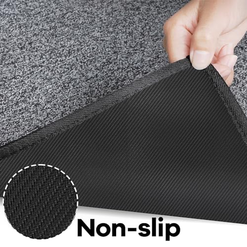 AREDO Runner Rug with Non Slip Rubber Backing, Washable Soft Floor Carpet for Kitchen, Hallway, Entryway Indoor, Bedroom, Laundry, Low Pile Area Rugs, Solid color with Pointillism style, 2*6 ft BLACK