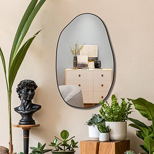 Irregular Asymmetrical Mirror Wall Mounted, Unique Vanity Mirror,Shaped Dressing Mirror Decorative for Living Room, Bathroom, Bedroom, Entryway Wall Decor, 33.5"×20.5"