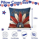 ONFAON 4th of July Freedom Throw Pillow Cover 18x18 Inch,Let Freedom Ring Stars Red White Flower Patriotic Independence Memorial Day USA Flag Cushion Case for Sofa Couch Set of 4