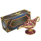 Legend Aladdin Lamp Magic Genie Wishing Light, Classic Arabian Nights Costume Props Lamp Table Decor for Home Wedding Party Halloween Birthday Beautiful Gift for Women Men (Purple & Gold)