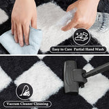 HUGEAR Checkered Rug 5x8 Living Room Black White Modern Shag Rug Soft Fluffy Washable Indoor Carpet Fuzzy Vacuumable Rugs for Bedroom Home Decor Non Slip