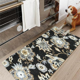 Lahome Floral Black Small Runner Rug - 2x4 Area Rug Non-Slip Low-Pile Washble Entryway Runner Rug Throw Stain Resistant Kitchen Rugs, Paisley Print Accent Carpet Runners for Bedroom Bathroom Laundry